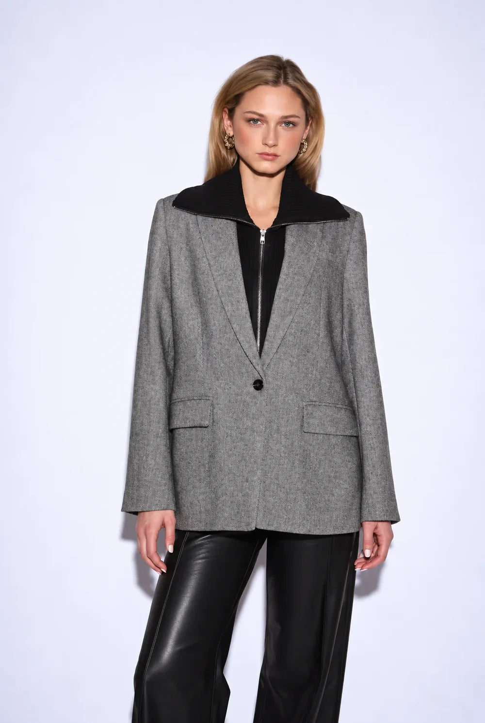 Misty Herringbone Blazer