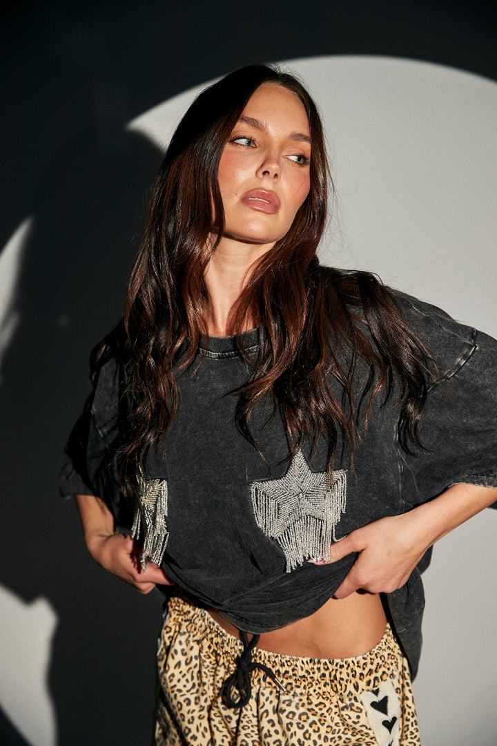Sparkle Titty Tee- Black