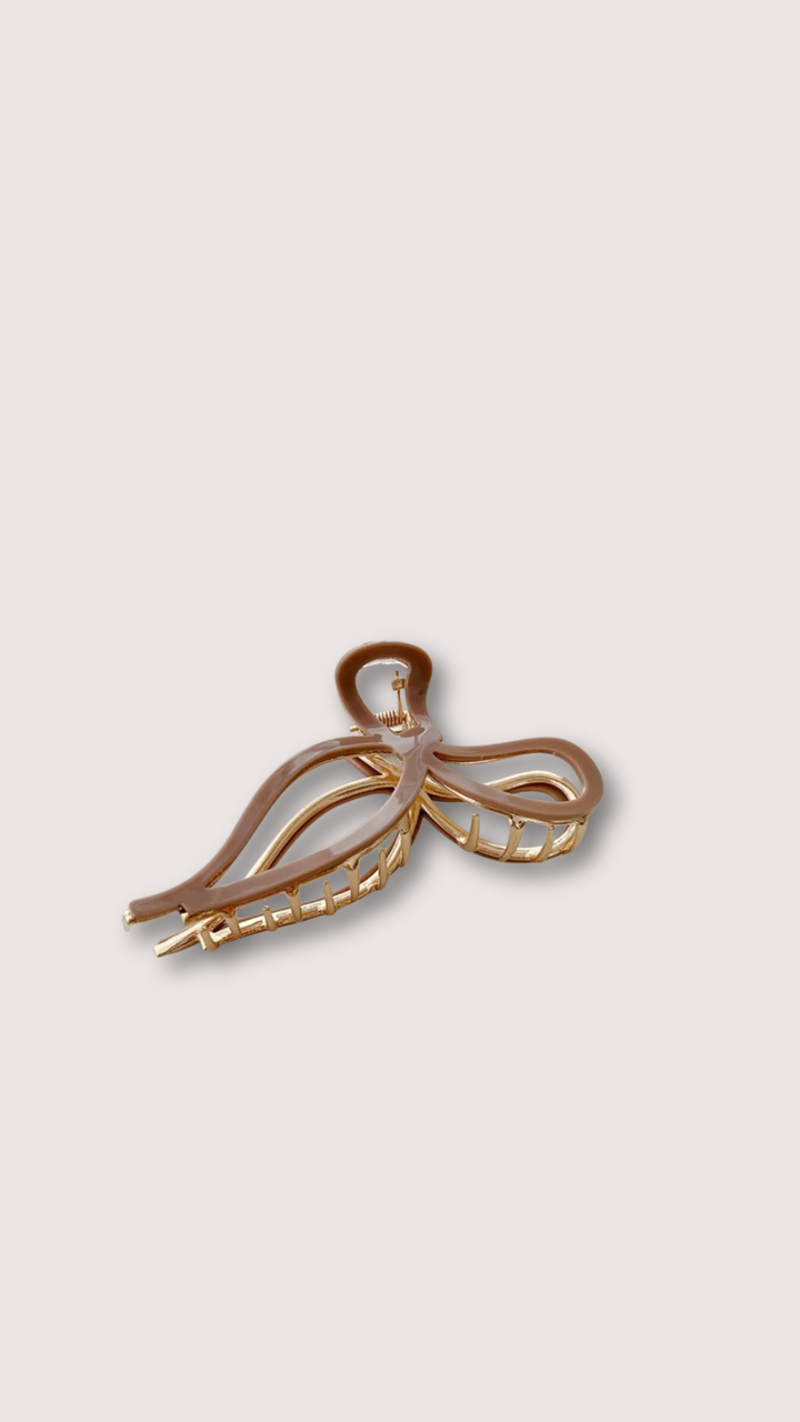 Festive Bow Gold Claw Clip 