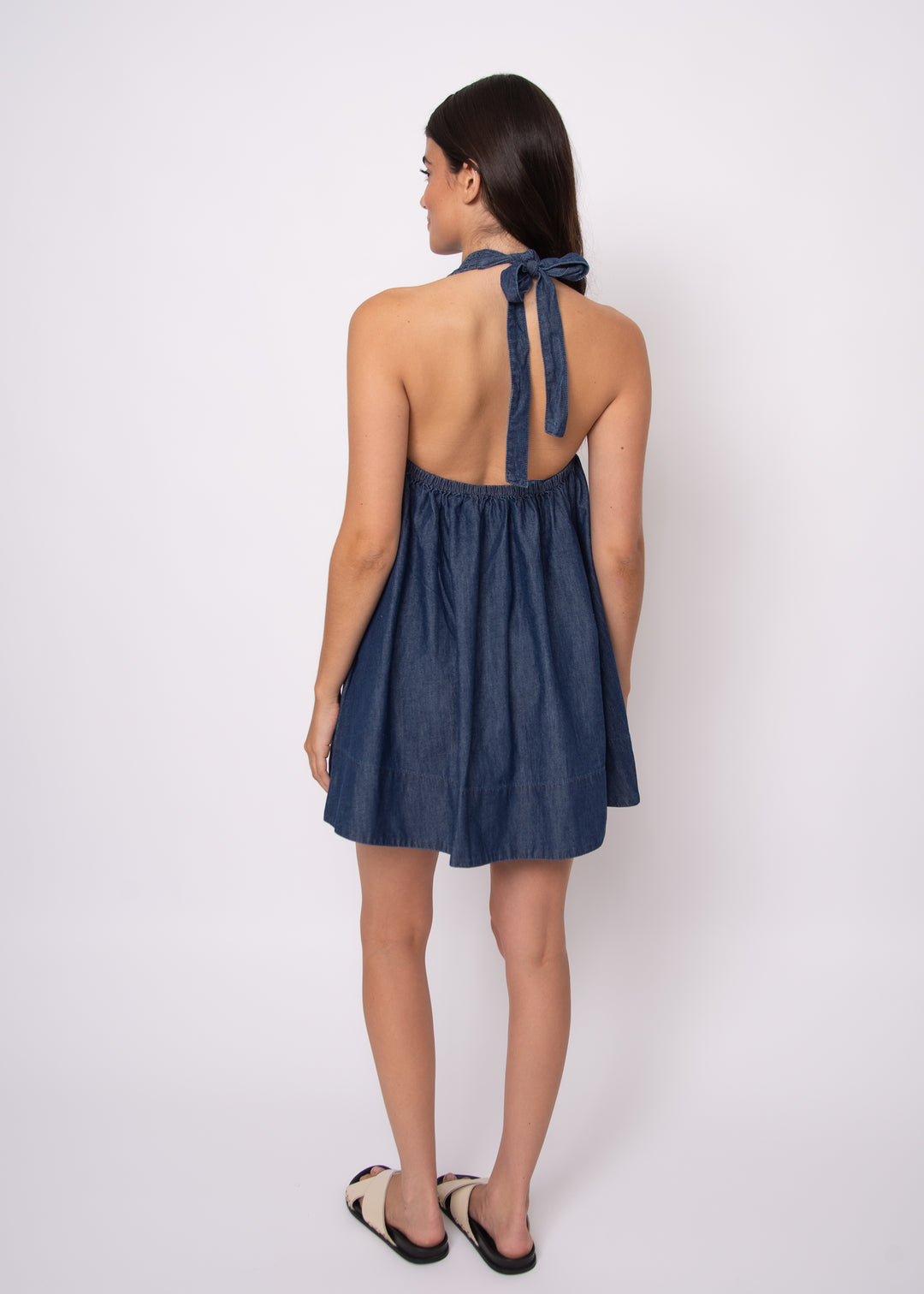 Karie Denim Halter Mini Dress