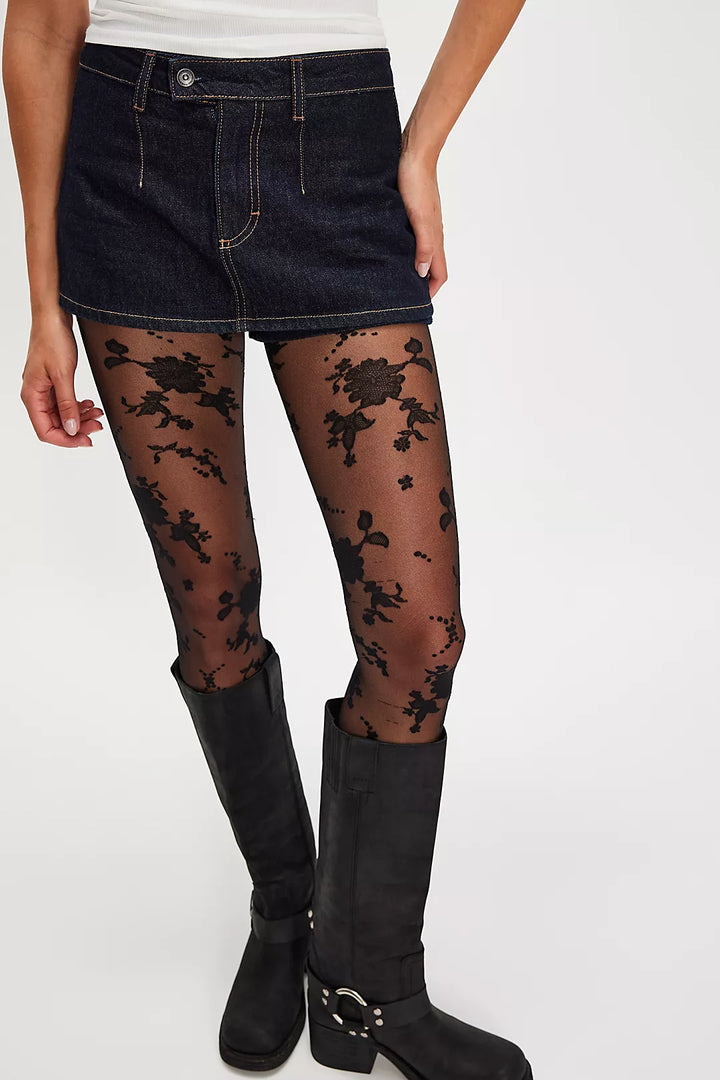 Flocked Floral Tight