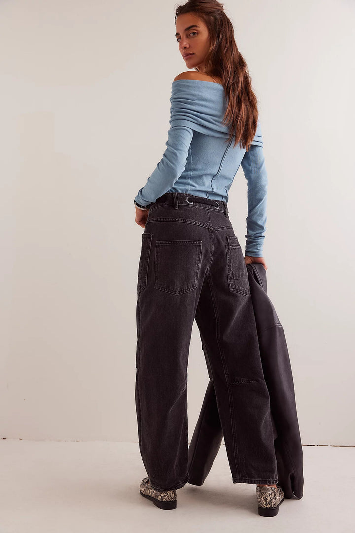 Moxie Low Slung Pull On Barrel Jean