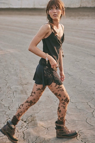 Flocked Floral Tight