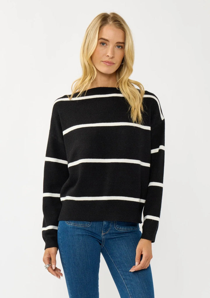 Serena Stripe Boat Neck Top