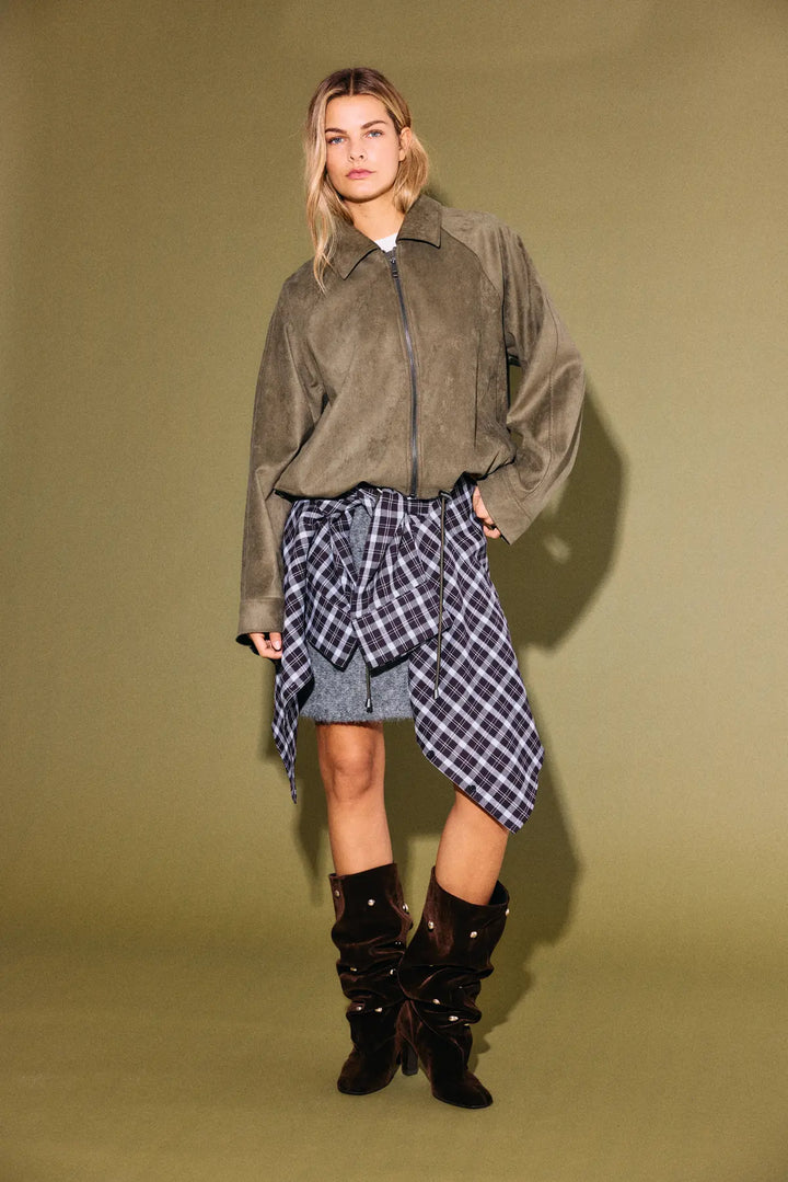 Memmy Faux Suede Bubble Jacket
