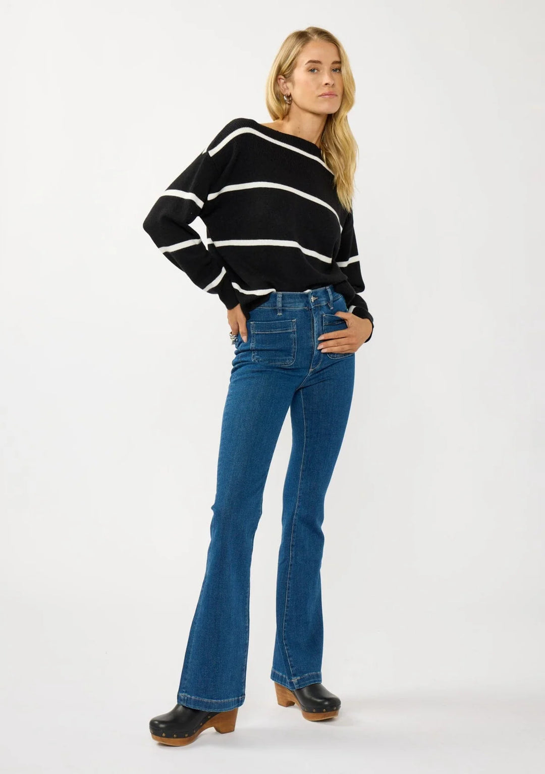 Serena Stripe Boat Neck Top
