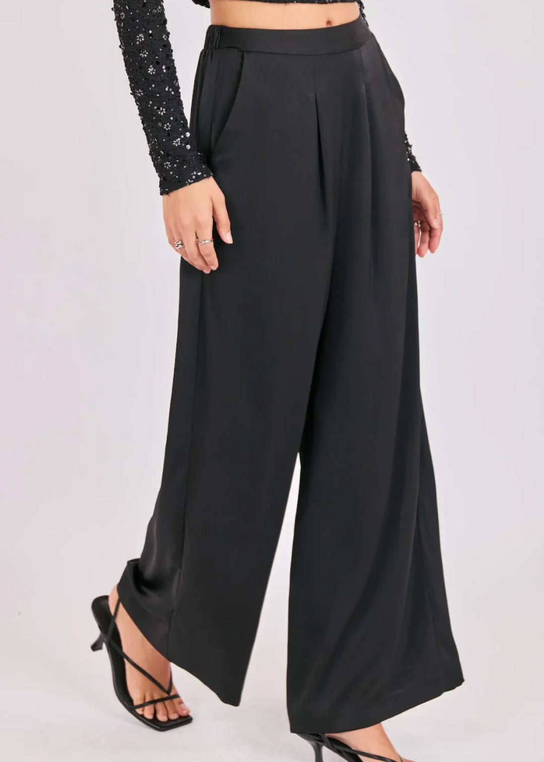 Romy Satin Pleated Pant