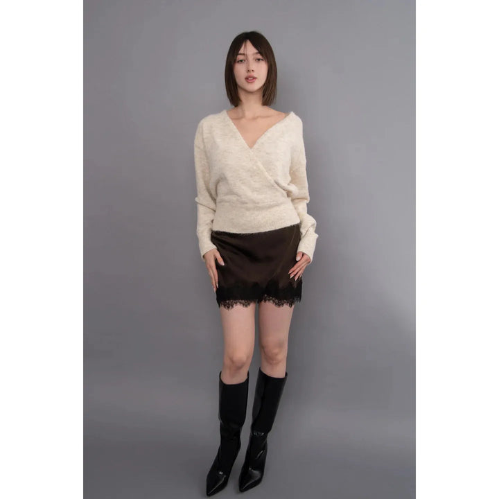 Kira Satin Lace Trim Skirt