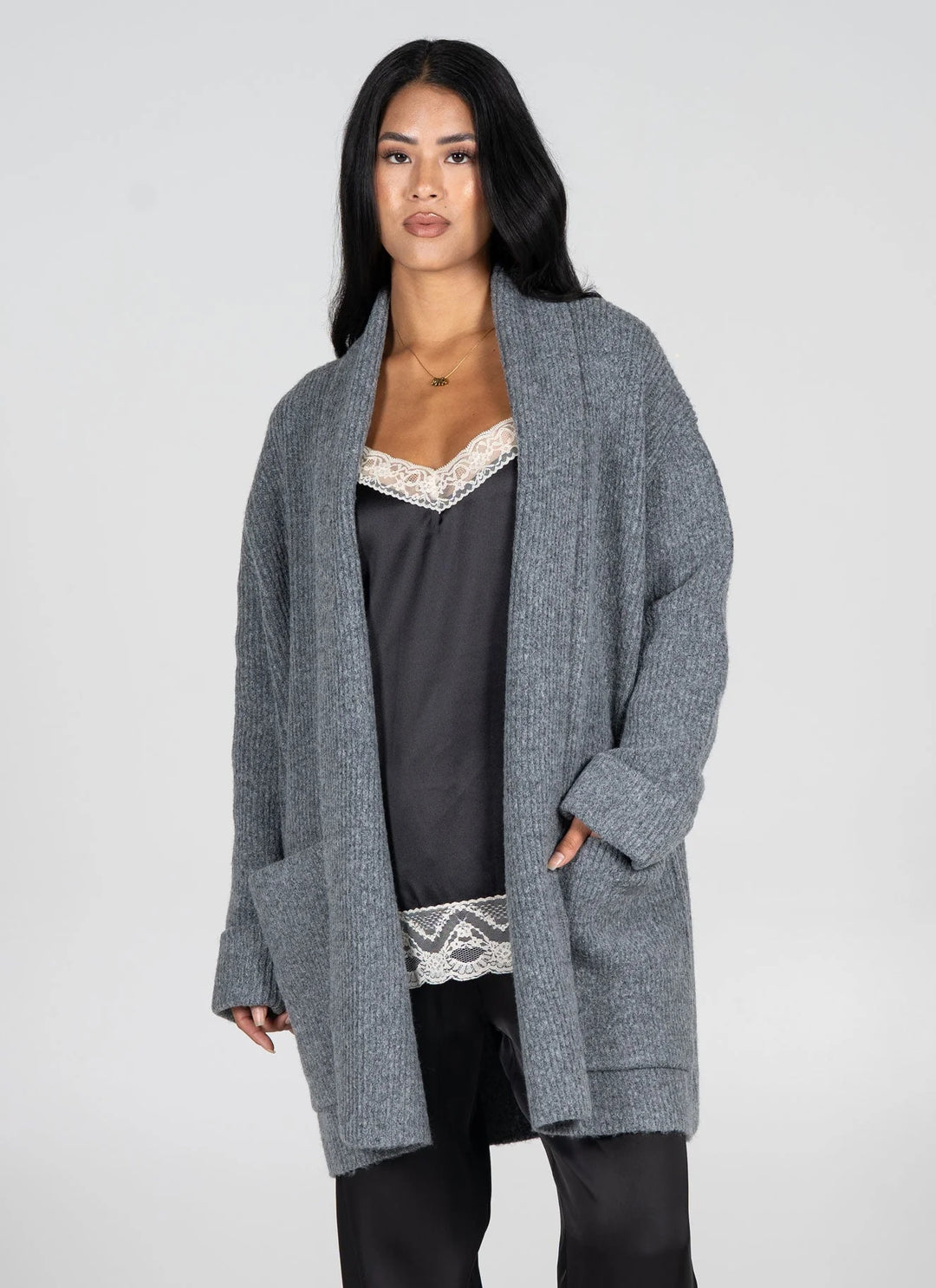 Heather Oversize Open Cardigan