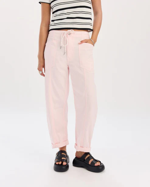 Villa Drawstring Barrel Pant - Petal