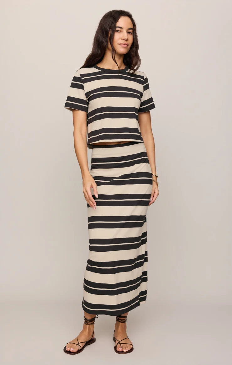 Gail Striped Jersey Midi Skirt