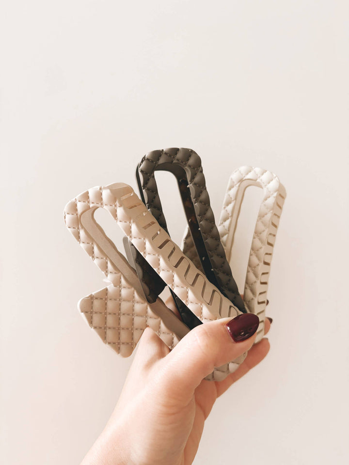 *QUILTED Matte Hair Claw Clips *Large