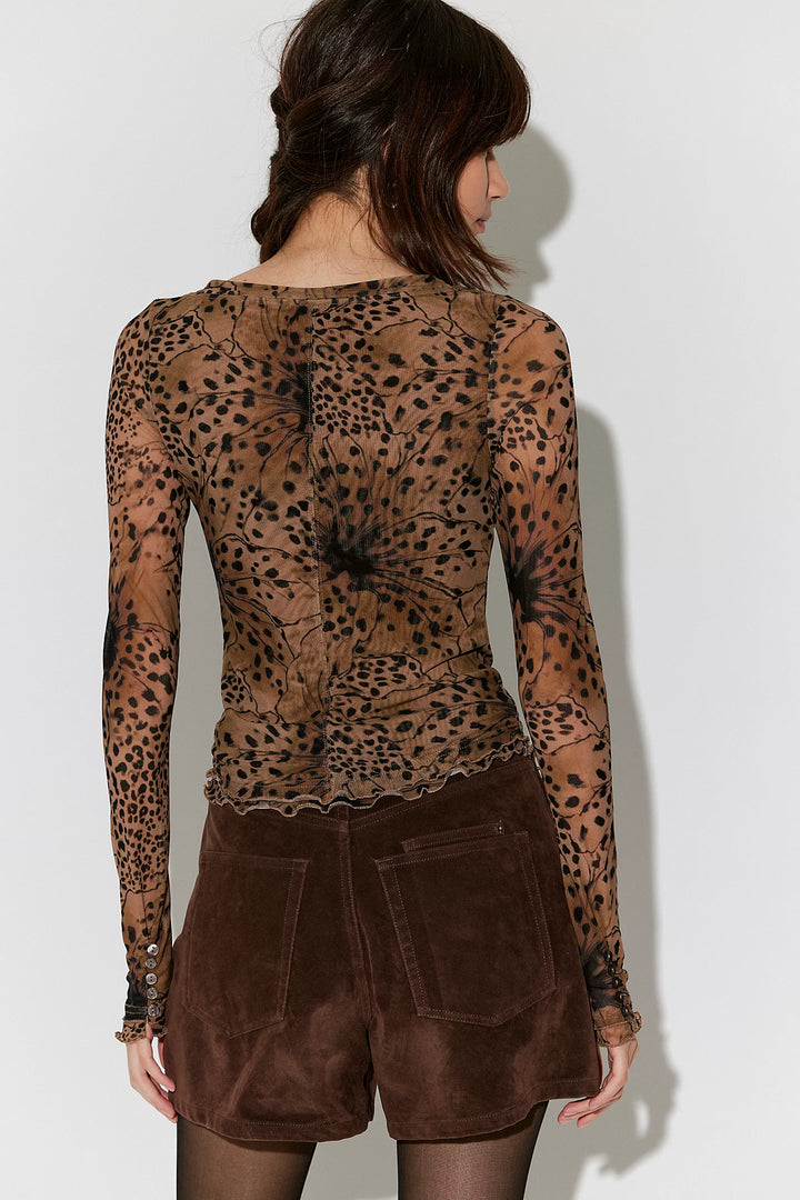 Lily Printed Long Sleeve- Brown Combo