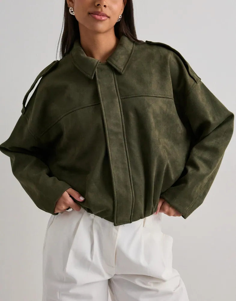 Moon-Stina Faux Suede Bomber