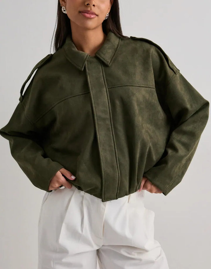 Moon-Stina Faux Suede Bomber