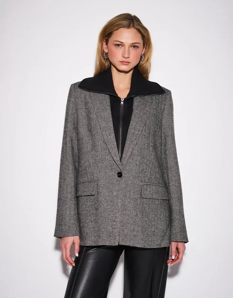 Misty Herringbone Blazer