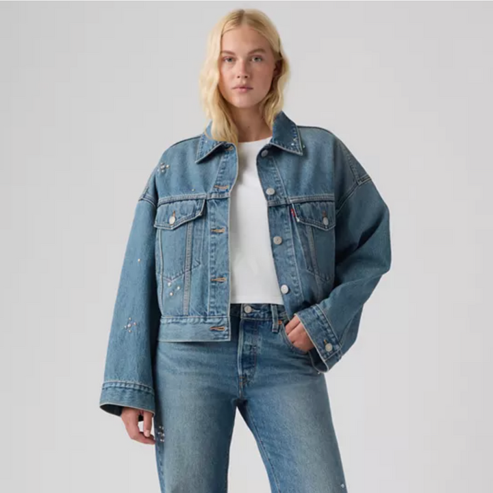 Loose Crop Trucker Jacket- Trip on Drip
