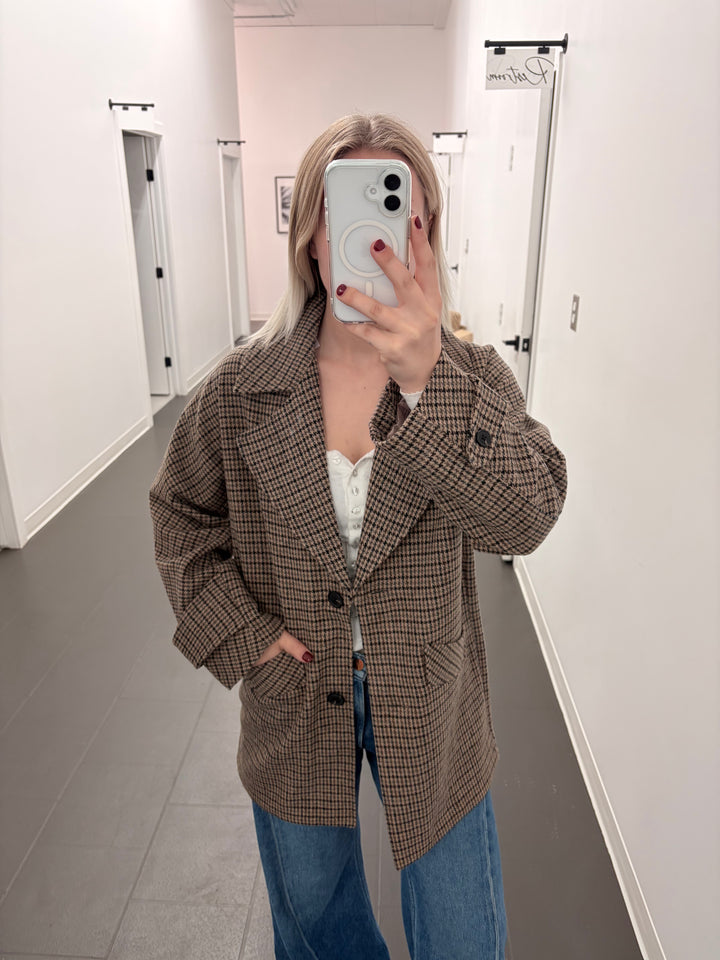 Marie Houndstooth Pea Jacket