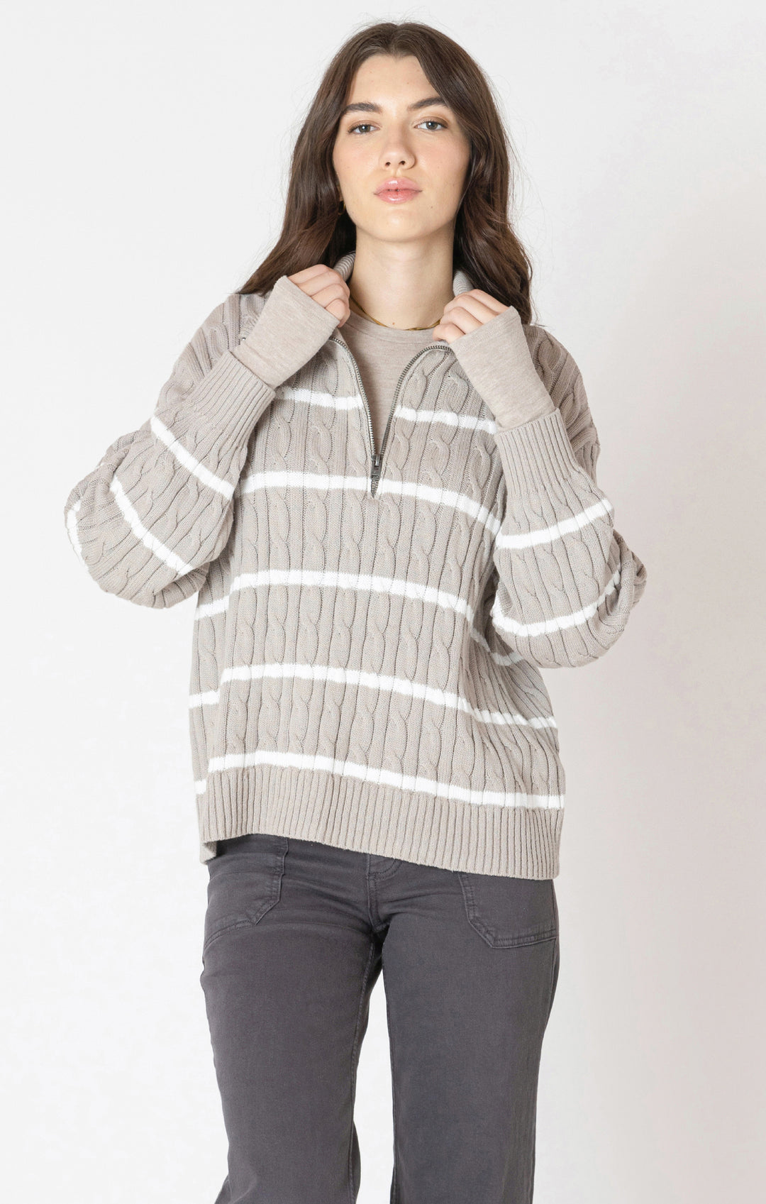 Harley Striped Cable Knit Sweater