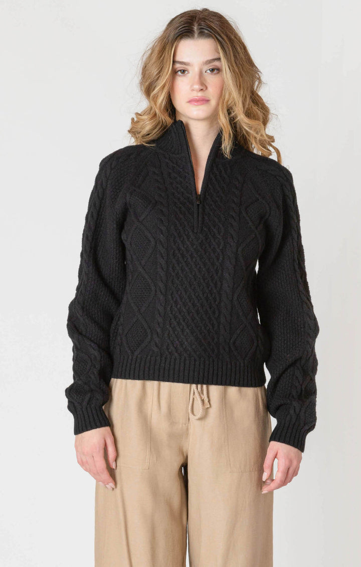 Shelley Half Zip Cable Sweater