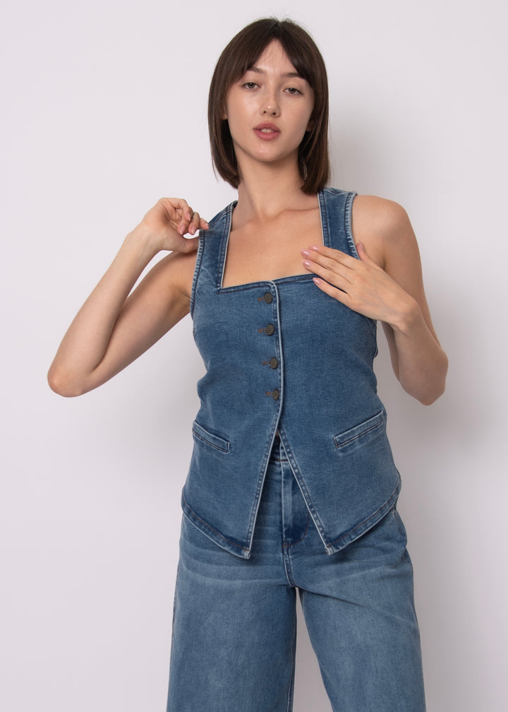 Vesta Stretch Button Up Top
