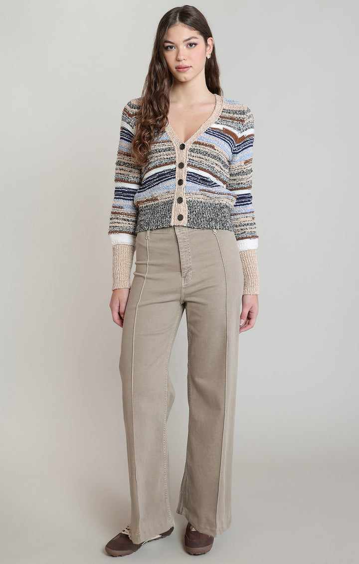 Melanie Melange Striped Cardigan
