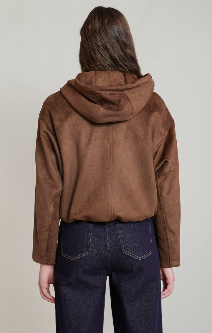 Roxanne Faux Suede Hooded Bomber