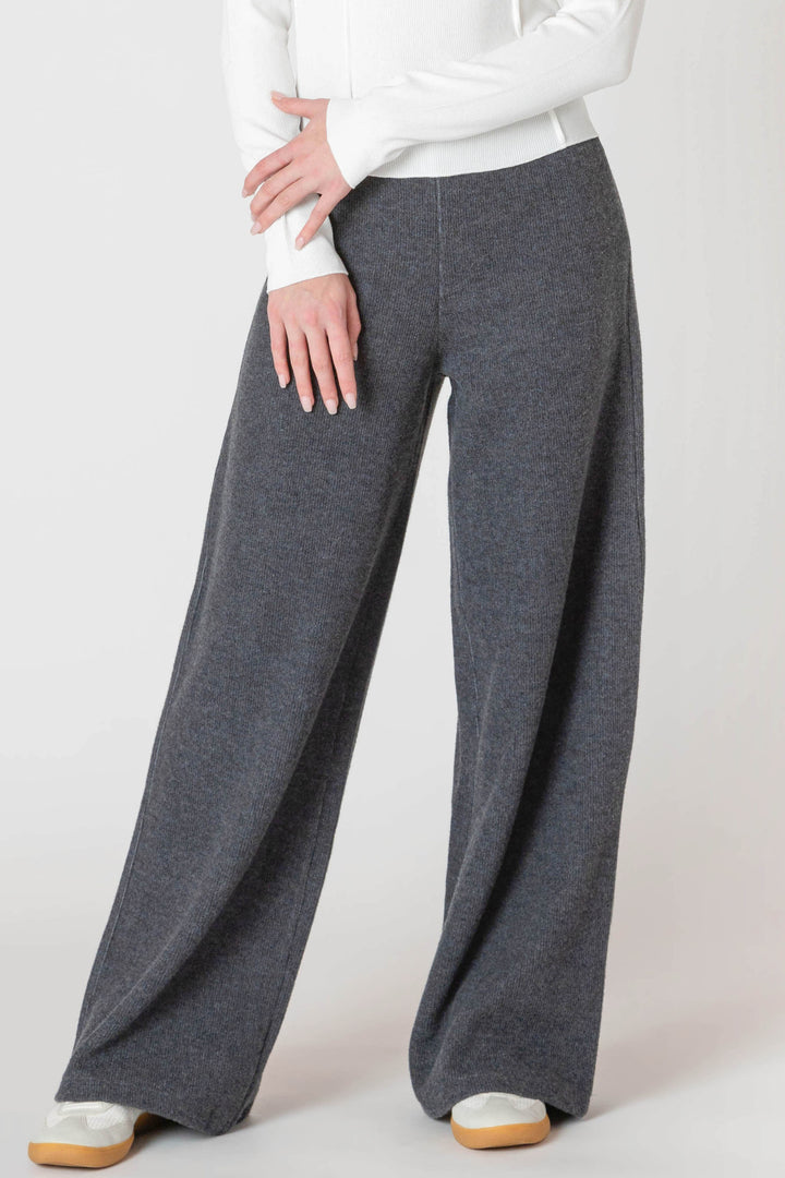 Heather Wide Leg Ribbed Pant