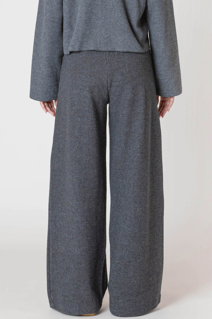 Heather Wide Leg Ribbed Pant