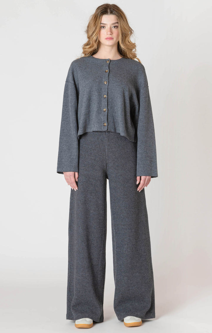 Heather Wide Leg Ribbed Pant