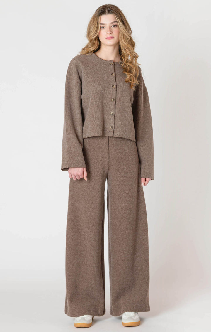 Heather Wide Leg Ribbed Pant