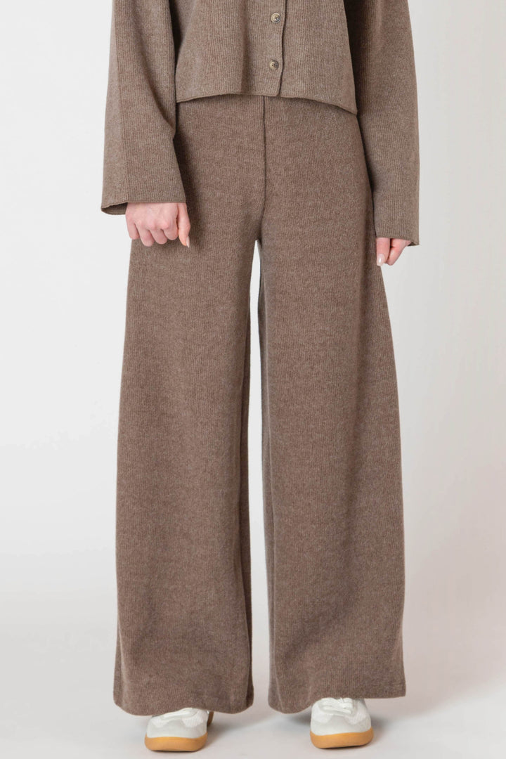 Heather Wide Leg Ribbed Pant
