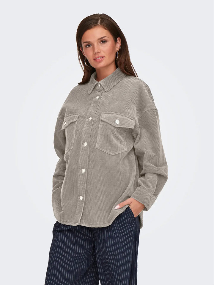 Tiggy Cord Shacket - Silver Lining